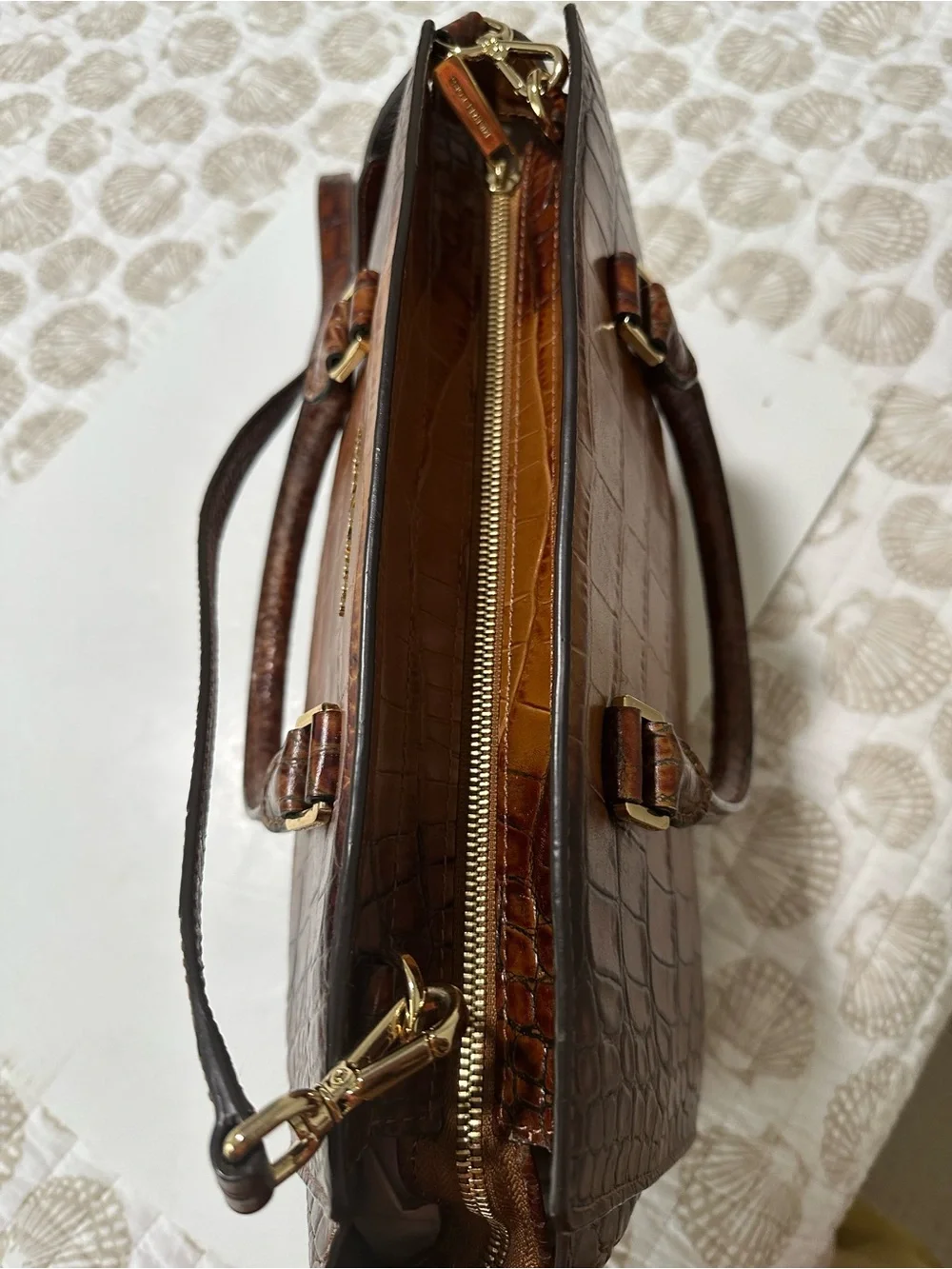 Michael Kors Bags | Michael Kors Selma Crocodile Leather Satchel | Color: Brown